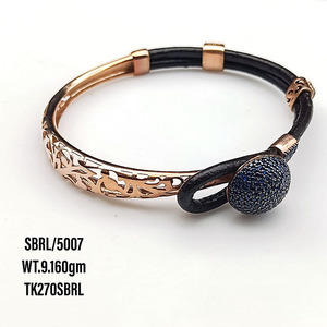 Bracelet de corde en cuir cz rose argent sterling 925 zircon cubique pavé réglage bracelet ouvert bracelet de tennis en argent massif pour filles - Product Image 3