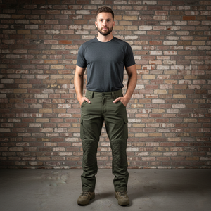 Pantalons de jogging pour homme sur mesure OEM avec taille mi-haute, 100% coton, genoux renforcés et design multi-poches pour la randonnée - Product Image 3