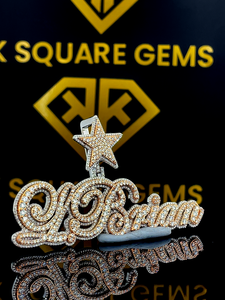 Custom <b>Initial</b> Logo Hip Hop <b>Pendant</b>, <b>Initial</b> Letter Hip Hop <b>Pendant</b>, Moissanite <b>Pendant</b>, Ice Out Hip Hop Jewelry, Rose Plated - Product Image 3