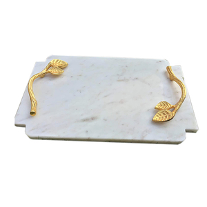 Bandeja de Servicio de Mármol Pulido de Extremadamente Alta Calidad, Hecha a Mano, Ecológica, Estilo Americano, con Asa de Metal para Bodas - Product Image 2