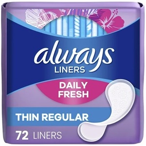 Always Thin No Feel Protection, Toallas Sanitarias Diarias de Absorbencia Regular Sin Perfume, 72 Unidades - Product Image 1