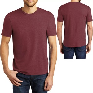 Camisetas de cuello redondo de alta calidad para hombre 50% poliéster 50% Algodón Jersey transpirable de secado rápido Color sólido Opción de logotipo personalizado - Product Image 2