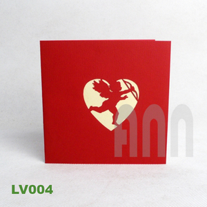 Carte de vœux 3D pop-up Cupidon, finition mate, en papier traditionnel, souvenir du Vietnam, découpée, pour la Saint-Valentin, l'amour et les anniversaires - Product Image 2