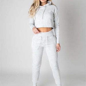 Chándal de lana de algodón liso para mujer, ropa deportiva con capucha elegante hecha a medida - Product Image 3