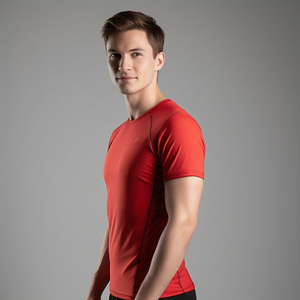 Compression Workout T-Shirts Hommes Athletic Wear T-shirt serré Top Hommes 100% Polyester Compression Tee Shirt - Product Image 3