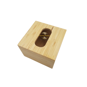 Boîte à mouchoirs en bambou avec logo personnalisé, support à mouchoirs naturel OEM pour marque privée - Product Image 1