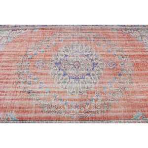 Tapis vintage 5,8 x 9,5 pieds, tapis turc en laine rouge abstrait - Product Image 5