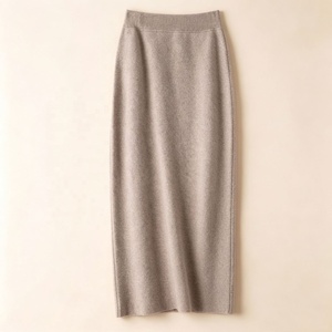 Jupe longue en maille pour femmes et filles, taille haute, coupe crayon, mi-longue, taille élastique, couleur unie, style pull - Product Image 1