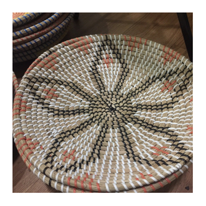 Artistique Vietnam fait à la main jonc de mer assiette panier tenture murale décorative rotin bambou osier rustique écologique décoration de la maison - Product Image 2