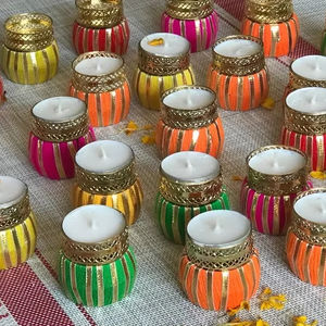 ที่ใส่ไฟชาตกแต่งแบบอินเดียที่วางเทียนของตกแต่งแบบอินเดียขวดโหลเทียนของตกแต่งแบบดิวาลีโคมไฟคืนของที่โปรดปราน - Product Image 1