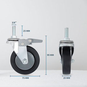ล้ออุตสาหกรรม3นิ้ว3/8 "X1" ลำต้นล็อคล้อยาง TPR เคลือบโครเมี่ยม - Product Image 2