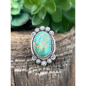 Bague pour homme Wydell Billie en turquoise naturelle de Royston et argent sterling, sertie clos, bijoux faits à la main pour un usage quotidien, taille 7.5 - Product Image 1
