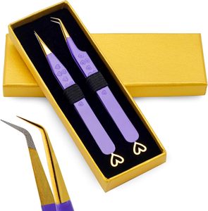 Pinzas de Precisión para Extensión de Pestañas de Acero Inoxidable Rectas de 45 Grados con Diseño Único de Corazón, Punta de Fibra para Aislamiento de Volumen - Product Image 4