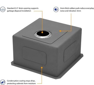 THCSS-0032 TRIHO Professional Grade Stainless Steel <b>Kitchen</b> Handmade Single Bowl Design Soundproof Padding Long-Lasting - Product Image 4