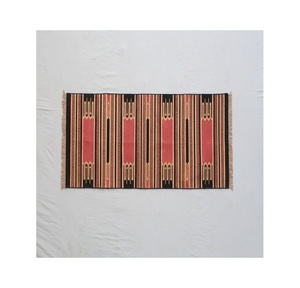 Traditional Style Geometric Pattern Hand Woven Cotton Carpet Rug Washable Home Use Quality Service Guaranteed Set of Rugs - Product Image 1