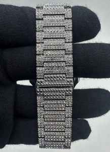 Antique Luxury 41mm Analog Watch Iced Moissanite Diamond Customized Hip Hop Stainless Steel <b>Band</b> 20mm Width Quartz Charm Glass - Product Image 4