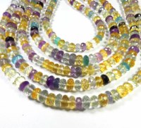 Mélange de pierres précieuses naturelles 7-8mm Rondelle Vertes Facettées Qualité Supérieure Fil de 14 pouces Pierres Libres Transparentes 140 Carats