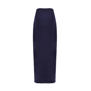 Jupe crayon bleu marine - Tricot satiné, style vintage pour femme de bureau avec volants - Product Image 1