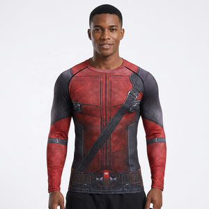 <b>Compression</b> Breathable Eco-Friendly Rash Guard Men Full Sleeve Red <b>Black</b> Sublimation Print Quick Dry Adult Top <b>Shirt</b> - Product Image 6
