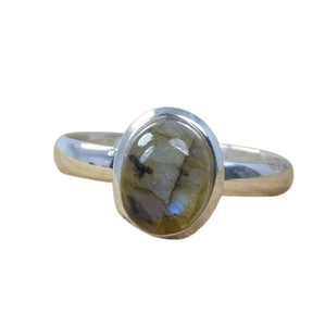 Anillo de joyería de piedras preciosas de Plata de Ley 925 labradorita, anillo negro, anillo Simple ovalado de labradorita Natural, regalo para cumpleaños - Product Image 1