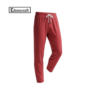 <b>Men's</b> Casual <b>Red</b> Lightweight Knit Cotton Mid Waist Lounge <b>Trousers</b> Comfort Fit Home Wear Breathable Soft Fabric Easy Wear - Product Image 1