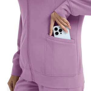 Veste de travail médicale pour femmes et hommes, manches longues, fermeture éclair, veste respirante pour infirmière, polaire légère pour un mouvement facile - Product Image 4