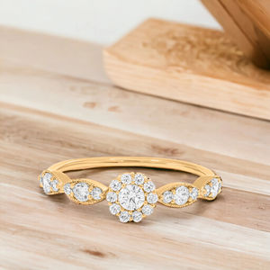 Bague de fiançailles Halo en moissanite de 0.50 carats en or 10K 14K 18K et argent sterling - Product Image 4