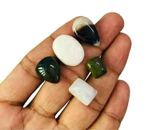 5 Pieces <b>Polished</b> Agate Cabochon Gemstone Lot ! White and <b>Black</b> Mixed Loose Gemstones for Jewelry Making - Product Image 1
