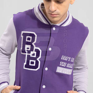 แจ็คเก็ตวาร์ซิตี้ผู้ชายสไตล์เท่ห์สุดฮิตปี 2026 แบบสั่งทำพิเศษ คอตั้ง แจ็คเก็ตเบสบอลบอมเบอร์ผ้าฟลีซสำหรับฤดูหนาว - Product Image 2
