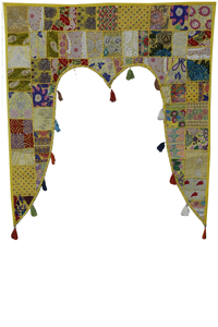 Multicolor Vintage hecho a mano Toran bordado Patchwork cenefa gitana Banjara textil indio Boho cortina Hippie puerta colgante - Product Image 6