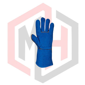 Gants de travail en cuir bleus pour soudage TIG/MIG, très résistants, épaisseur 11 oz, antistatiques, résistants aux déchirures, anti-coupures, pour pompiers - Product Image 2
