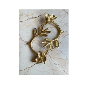 Excellent Quality Brass <b>Serving</b> <b>Tray</b> <b>Handle</b> Shiny Polished Luxury Design Leaf and Stem Shaped <b>Handle</b> - Product Image 3