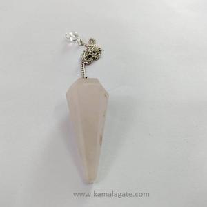 หินโรสควอตซ์ทรงเหลี่ยมเจียระไน งานแฮนด์เมด ขายส่ง สำหรับทำดอว์ซิ่ง บำบัดรักษา รูปทรงคริสตัลจากกูร์การัต - Product Image 3