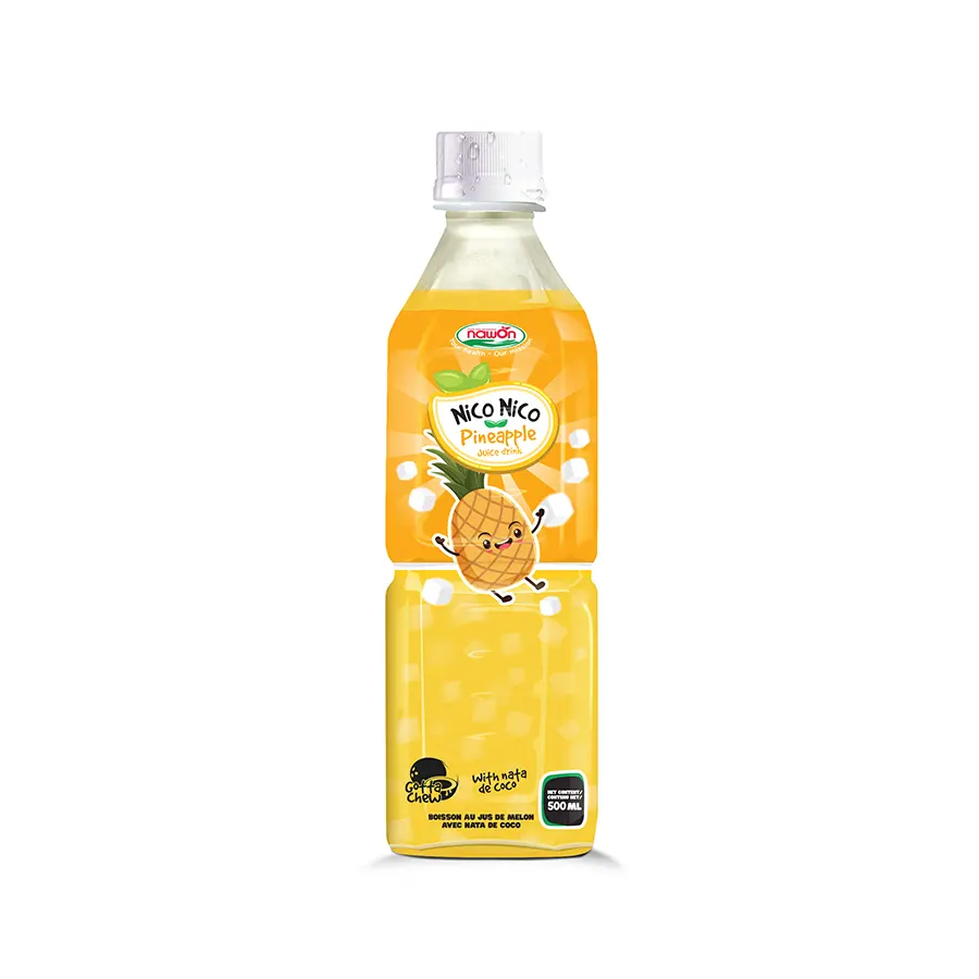 Chewy Nata De Coco 500ml PET şişe ile taze ananas suyu Vietnam içecek sertifikalı üretici OEM/ODM üretim