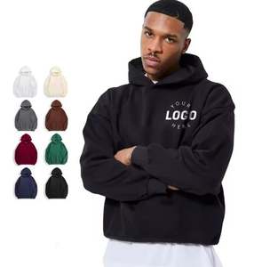 เสื้อมีฮู้ดทรงฮิปฮอปบ็อกซี่สำหรับผู้ชายโอเวอร์ไซส์ผ้าฝ้ายโพลีเอสเตอร์แบบสวมหัวมีฮู้ดคอปกไหล่ตกปรับแต่งได้ - Product Image 3