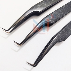 Pince à épiler d'extension de cils au plasma noir à 90 degrés en acier inoxydable durable pointe pointue pour cils à volume individuel - Product Image 5