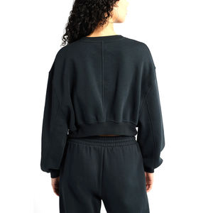 Meilleure vente Vêtements pour femme de couleur unie à manches longues Sweatshirts pour femme Ensemble de survêtements courts brodés personnalisés pour femme - Product Image 2