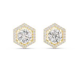 Juego de Aretes Redondos SUPER FIT HEXA de 1.25CT, Oro Amarillo de 18KT con Baño de Rodio, Diamantes Cultivados en Laboratorio, Lujo para Uso Diario y Eventos Glamurosos - Product Image 1