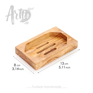 Porte-savon en bois d'olivier écologique et imperméable avec un design méditerranéen pour la salle de bain, l'évier de cuisine, les toilettes - Product Image 2