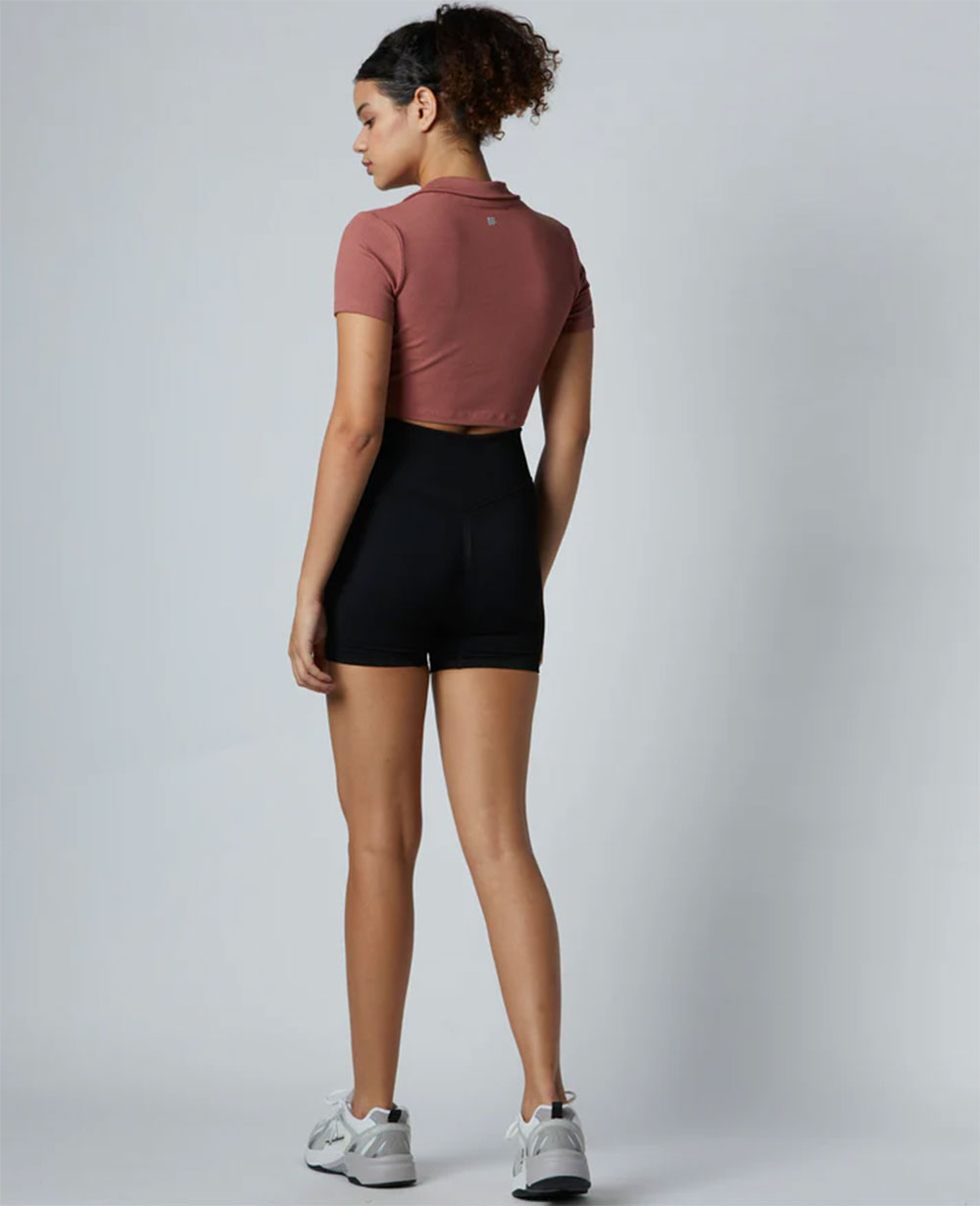 Women Training Fitness Sports Crop Tops Compressed Short Sleeve Yoga Tshirt High Round Neck Tight Blank Skinny Tshirt Breathable