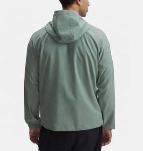 Veste coupe-vent en nylon légère personnalisée pour homme, col montant, capuche avec fermeture éclair, imperméable, coupe-vent, pour la course en plein air en été - Product Image 2