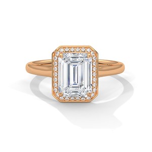 Anillo Solitario con Halo de Moissanita Corte Esmeralda de 2.0ct, Plata de Ley 925, Anillo de Compromiso - Product Image 3