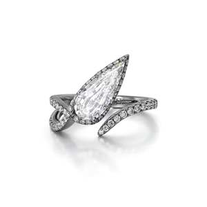 Bague de fiançailles en diamant de laboratoire avec taille en forme de poire à facettes - Product Image 1