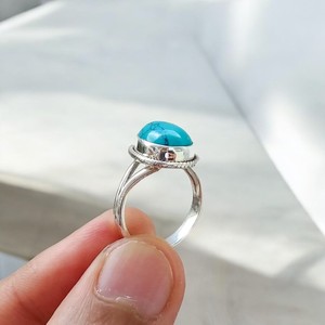 Bague turquoise en argent sterling 925 faite à la main bijoux de créateur en pierres précieuses naturelles avec sertissage de lunette en diamant de taille ovale - Product Image 6