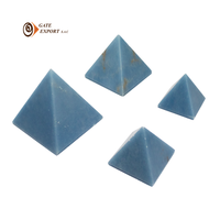 Pyramide en célestine 100% naturelle du Pérou, travail artisanal, pierre précieuse décorative, bonnes vibrations énergétiques pour l'amour et la relaxation