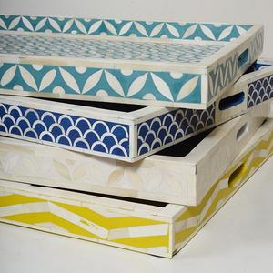 Luxury Magnesia Crafts Serving Tray Bone Inlay with Agate Stone Accents - Product Image 1