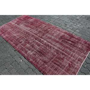 3.9x8.2 ft Turkish Traditional <b>Wool</b> Rug <b>Red</b> White Striped Patchwork Area Rug with Latex Backing - Product Image 2