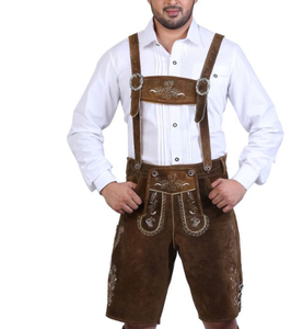 Authentique style bavarois traditionnel Trachten Short Lederhosen pour homme Produit en cuir véritable marron - Product Image 4