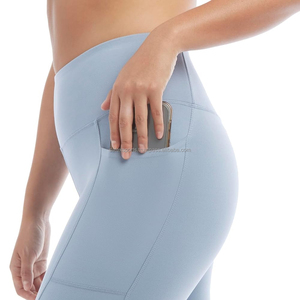 Leggings de sport taille haute en strass uni pour femmes avec poche latérale - Pantalons de yoga pour la salle de sport et le fitness - Product Image 3