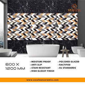 Matériaux de construction modernes Surligneur mosaïque Carreaux d'élévation murale Combinaison de carreaux de porcelaine Brillant 60x120 CM 24x48 in - Product Image 5